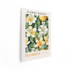 Artaza Canvas Schilderij Bloesem - 30x40 cm - Wanddecoratie Florida Flower Market - Muurdecoratie Sinaasappel - Kamer Accessoires