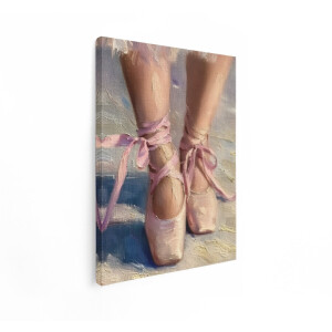 Artaza Canvas Schilderij Ballerina - 60x80 cm - Wanddecoratie Meisjeskamer - Muurdecoratie Spitzen - Decoratie Dans Roze