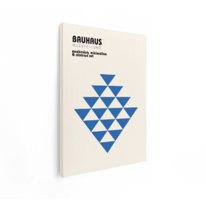 Artaza Canvas Schilderij Bauhaus Poster - 90x120 cm - Wanddecoratie Abstract - Muurdecoratie Modern - Geometrische Decoratie Blauw
