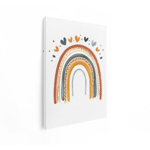 Artaza Canvas Schilderij Boho Regenboog met Hartjes en Stippen in Warme Aardetinten - 30x40 cm - Klein - Wanddecoratie Woonkamer - Schilderijen - Muurdecoratie