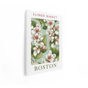 Artaza Canvas Schilderij Flower Market Boston - 60x80 cm - Wanddecoratie Bloemen Poster - Muurdecoratie Bloesem - Decoratie Woonkamer