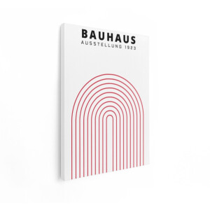 Artaza Canvas Schilderij Abstract Bauhaus 1923 - 30x40 cm - Wanddecoratie Minimalistisch - Muurdecoratie Vintage - Geometrische Schilderijen Op Canvas - Rood
