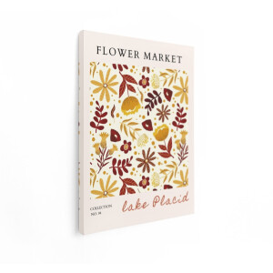 Artaza Canvas Schilderij Bloemenmarkt Collectie met Herfstbladeren en Bloemenpatroon - 30x40 cm - Klein - Wanddecoratie Woonkamer - Schilderijen - Muurdecoratie