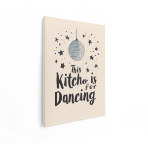 Artaza Canvas Schilderij Keuken Is voor Dansen met Discobal en Sterren Illustratie - 90x120 cm - Groot - Wanddecoratie Woonkamer - Schilderijen - Muurdecoratie