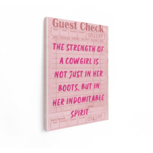 Artaza Canvas Schilderij Cowgirl Quote - 90x120 cm - Wanddecoratie Tekst - Muurdecoratie Retro - Decoratie Guest Check - Roze
