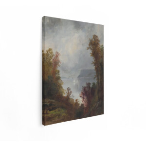 Artaza Canvas Schilderij Rivierlandschap - 90x120 cm - Wanddecoratie Natuur - Muurdecoratie Herfst Bomen - Decoratie Romantisch Landschap