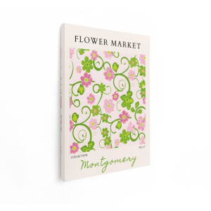 Artaza Canvas Schilderij Flower Market - 30x40 cm - Wanddecoratie Bloemenprint - Muurdecoratie Ranken - Schilderijen Op Canvas Bloemen - Roze