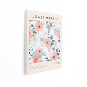 Artaza Canvas Schilderij Bloemen - 90x120 cm - Wanddecoratie Flower Market - Muurdecoratie Bloemen Schilderij - Decoratie Woonkamer - Perzik