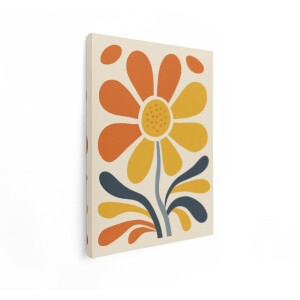 Artaza Canvas Schilderij Abstracte Bloem - 30x40 cm - Wanddecoratie Vintage - Muurdecoratie Woonkamer - Boho Decoratie - Geel