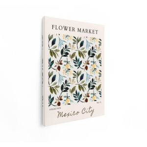 Artaza Canvas Schilderij Flower Market Poster - 30x40 cm - Wanddecoratie Botanisch Patroon - Muurdecoratie Bladeren - Schilderijen Op Canvas