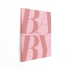 Artaza Canvas Schilderij Baby Tekst - 90x120 cm - Wanddecoratie Babykamer - Muurdecoratie Meisjeskamer - Schilderijen Op Canvas - Roze