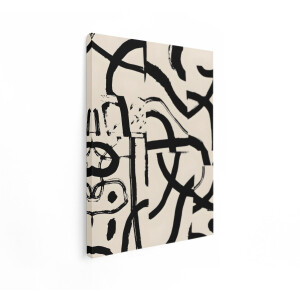 Artaza Canvas Schilderij Abstract - 60x80 cm - Wanddecoratie Modern - Muurdecoratie Zwart Wit - Decoratie Japandi Woonkamer