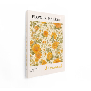 Artaza Canvas Schilderij Bloemen - 60x80 cm - Wanddecoratie Vintage - Muurdecoratie Bloemenmarkt - Decoratie Boho - Oranje