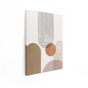 Artaza Canvas Schilderij Abstract - 60x80 cm - Wanddecoratie Boho - Muurdecoratie Geometrisch - Decoratie Woonkamer - Terracotta