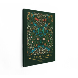 Artaza Canvas Schilderij Bloemen - 60x80 cm - Wanddecoratie William Morris - Muurdecoratie Vintage - Decoratie Tulpenpatroon Woonkamer