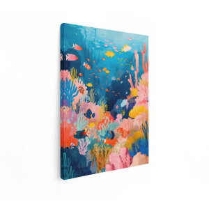 Artaza Canvas Schilderij Koraalrif - 30x40 cm - Wanddecoratie Zee - Muurdecoratie Kinderkamer - Decoratie Vissen Jongenskamer