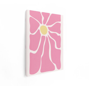 Artaza Canvas Schilderij Abstracte Bloem - 90x120 cm - Wanddecoratie Boho - Muurdecoratie Roze Bloem - Decoratie Retro Woonkamer