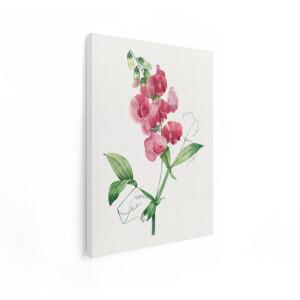 Artaza Canvas Schilderij Bloemen - 30x40 cm - Wanddecoratie Roze - Muurdecoratie Vintage Botanisch - Decoratie Aquarel - Kamer Accessoires