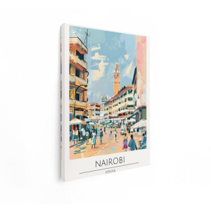 Artaza Canvas Schilderij Nairobi - 60x80 cm - Wanddecoratie Kenia - Muurdecoratie Afrika Stad - Decoratie Skyline Reisposter