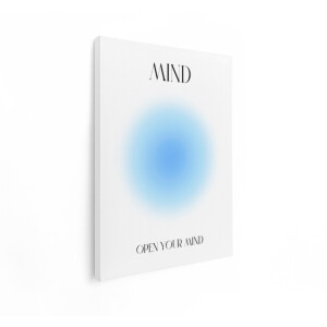 Artaza Canvas Schilderij Abstract Open Your Mind - 60x80 cm - Wanddecoratie Blauw - Muurdecoratie Minimalistisch - Decoratie Quote Tekst