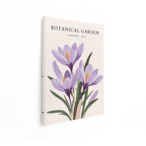 Artaza Canvas Schilderij Botanische Tuincollectie Nr. 99: Fijne Paarse Krokusbloemen in Bloei - 90x120 cm - Groot - Wanddecoratie Woonkamer - Schilderijen - Muurdecoratie