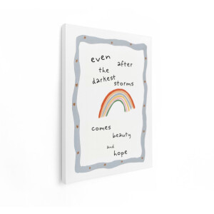 Artaza Canvas Schilderij Zelfgemaakte Poster met Regenboog en Inspirerende Tekst over Hoop en Schoonheid - 30x40 cm - Klein - Wanddecoratie Woonkamer - Schilderijen - Muurdecoratie