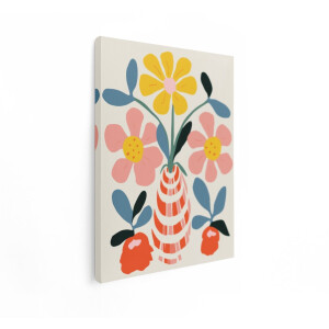 Artaza Canvas Schilderij Bloemen - 90x120 cm - Wanddecoratie Boho - Muurdecoratie Kleurrijk - Decoratie Vaas Woonkamer