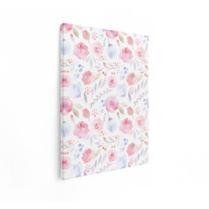 Artaza Canvas Schilderij Bloemen - 60x80 cm - Wanddecoratie Aquarel - Muurdecoratie Romantisch - Schilderijen Op Canvas Babykamer - Roze