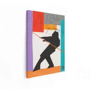 Artaza Canvas Schilderij Aiga San Francisco-Poster met Abstracte Figuur Die aan een Touw Trekt - 60x80 cm - Wanddecoratie Woonkamer - Schilderijen - Muurdecoratie
