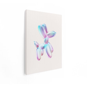 Artaza Canvas Schilderij Glanzende Ballon Hond met Iriserende Kleuren op een Lichte Achtergrond - 60x80 cm - Wanddecoratie Woonkamer - Schilderijen - Muurdecoratie