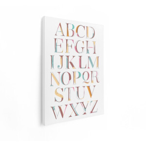 Artaza Canvas Schilderij Alfabet - 60x80 cm - Wanddecoratie Kinderkamer - Muurdecoratie Letters - Decoratie Pastel Abstract