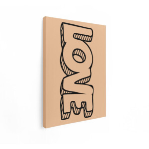Artaza Canvas Schilderij Liefde in Gestileerde Letters - een Handgetekende Illustratie met een Retro Uitstraling - 30x40 cm - Klein - Wanddecoratie Woonkamer - Schilderijen - Muurdecoratie