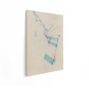 Artaza Canvas Schilderij Abstract - 90x120 cm - Wanddecoratie Geometrisch - Muurdecoratie Modern - Decoratie Blauw Rood