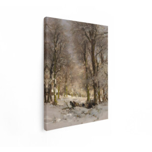 Artaza Canvas Schilderij Winterlandschap - 60x80 cm - Wanddecoratie Besneeuwd Bos - Muurdecoratie Paard - Decoratie Bomen - Schilderijen Op Canvas