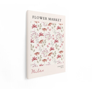 Artaza Canvas Schilderij Bloemen Poster Milan - 90x120 cm - Wanddecoratie Flower Market - Muurdecoratie Boho - Decoratie Woonkamer Roze