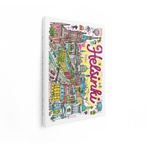 Artaza Canvas Schilderij Helsinki Illustratie - 30x40 cm - Kleurrijke Wanddecoratie - Muurdecoratie Stad - Scandinavisch Decoratie - Kamer Accessoires