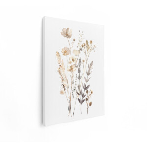 Artaza Canvas Schilderij Bloemen - 60x80 cm - Wanddecoratie Boho - Muurdecoratie Gedroogde Bloemen - Decoratie Aquarel Woonkamer