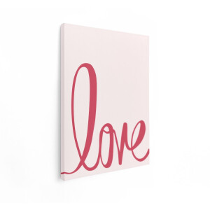Artaza Canvas Schilderij Love Tekst - 90x120 cm - Wanddecoratie Liefde - Muurdecoratie Roze - Decoratie Romantisch - Schilderijen Op Canvas