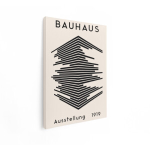 Artaza Canvas Schilderij Bauhaus Ausstellung 1919 - 90x120 cm - Wanddecoratie Abstract - Muurdecoratie Zwart Wit - Geometrische Schilderijen Op Canvas