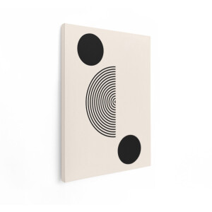 Artaza Canvas Schilderij Minimalistische Geometrische Abstracte Kunst met Cirkels en Halve Cirkels - 90x120 cm - Groot - Wanddecoratie Woonkamer - Schilderijen - Muurdecoratie