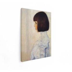 Artaza Canvas Schilderij Portret Meisje - 60x80 cm - Wanddecoratie Gustav Klimt - Muurdecoratie Vintage - Decoratie Klassiek Schilderij