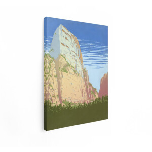 Artaza Canvas Schilderij Majestueuze Rotsformaties in Zion National Park met Weelderig Groen Bos - 60x80 cm - Wanddecoratie Woonkamer - Schilderijen - Muurdecoratie