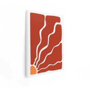 Artaza Canvas Schilderij Abstract Minimalistisch Ontwerp met Vloeiende Vormen en Warme Aardetinten - 60x80 cm - Wanddecoratie Woonkamer - Schilderijen - Muurdecoratie