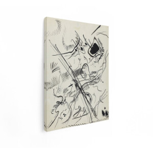 Artaza Canvas Schilderij Abstract - 90x120 cm - Wanddecoratie Kandinsky - Muurdecoratie Zwart Wit - Decoratie Modern Kunst - Schilderijen Op Canvas