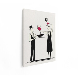 Artaza Canvas Schilderij Wijn - 90x120 cm - Wanddecoratie Vintage Obers - Muurdecoratie Retro Toast - Decoratie Rode Wijn