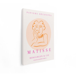 Artaza Canvas Schilderij Vrouw Matisse - 90x120 cm - Wanddecoratie Line Art - Muurdecoratie Portret - Decoratie Minimalistisch Roze