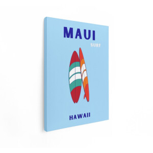 Artaza Canvas Schilderij Maui Surf Hawaii: twee Surfplanken op een Lichte Blauwe Achtergrond - 60x80 cm - Wanddecoratie Woonkamer - Schilderijen - Muurdecoratie