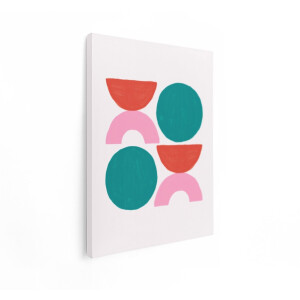 Artaza Canvas Schilderij Abstracte Geometrische Vormen in Levendige Kleuren - Speels en Modern Design - 30x40 cm - Klein - Wanddecoratie Woonkamer - Schilderijen - Muurdecoratie