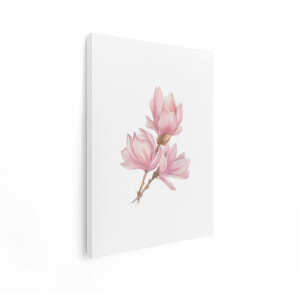 Artaza Canvas Schilderij Bloemen - 30x40 cm - Wanddecoratie Magnolia Tak - Muurdecoratie Natuur - Decoratie Aquarel Roze - Kamer Accessoires
