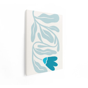 Artaza Canvas Schilderij Abstracte Bloem - 60x80 cm - Wanddecoratie Bloemen - Muurdecoratie Abstract - Schilderijen Op Canvas Blauw